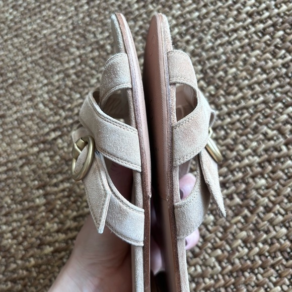 Gianvito Rossi Beya Suede Flat Sandals, Light Beige, size 38 (7.5) - Picture 10 of 14